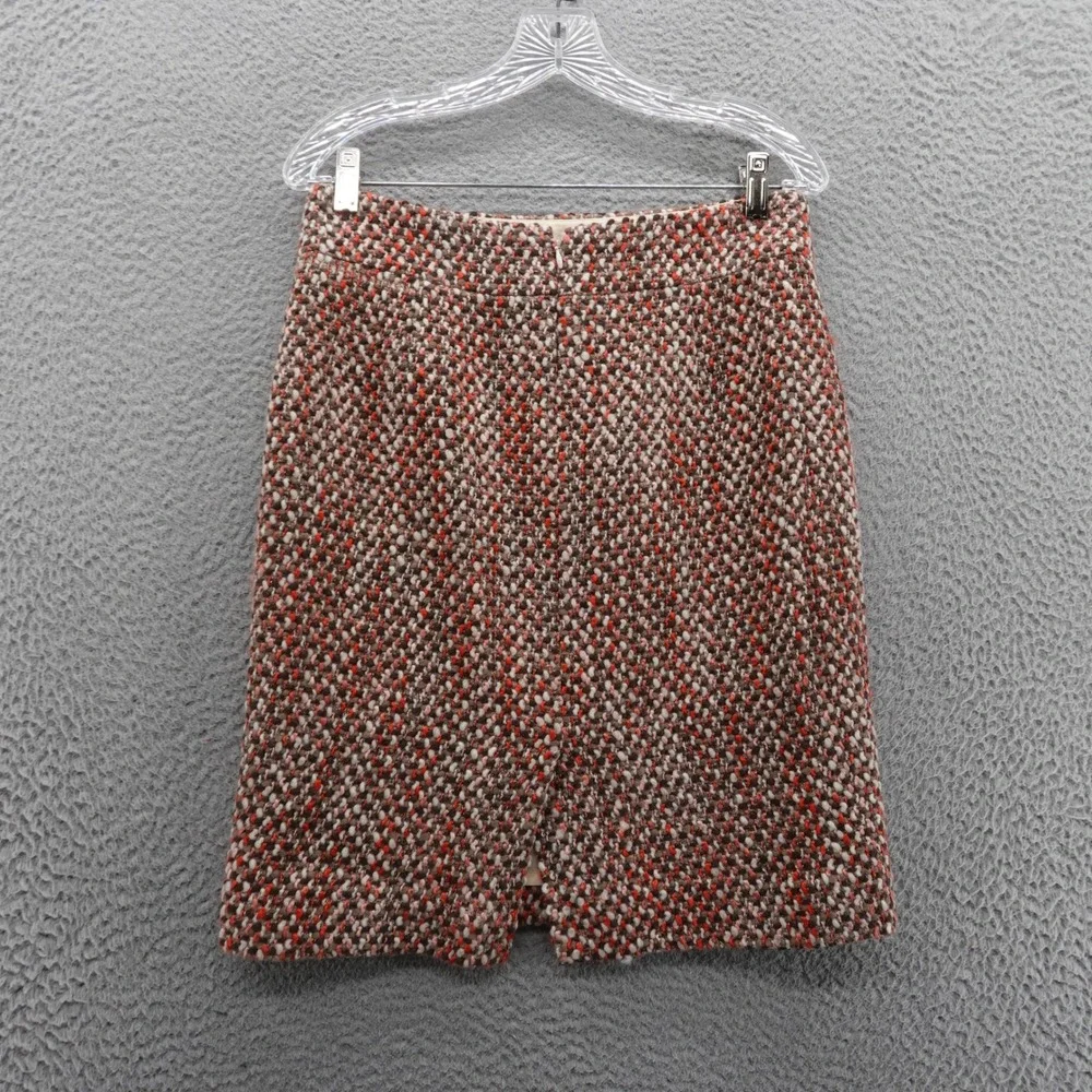 J Crew Wool Blend Tweed Pencil‎ Skirt Size 4 Brown Pink Womens Preppy Career